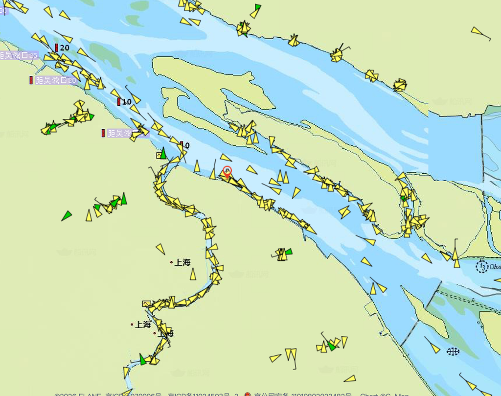 East China Shanghai port congestion AIS vessel queue map August 2026