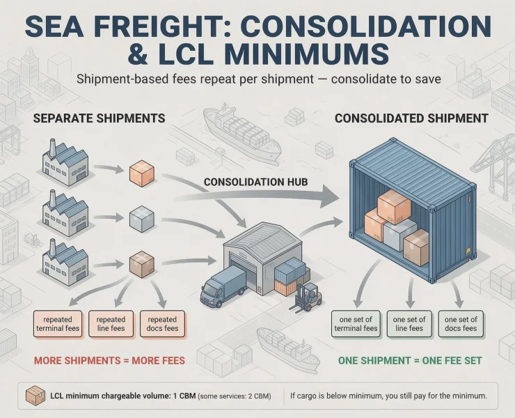 China to Australia Sea Freight Check Shipment-Based Fees and LCL Minimum Charges